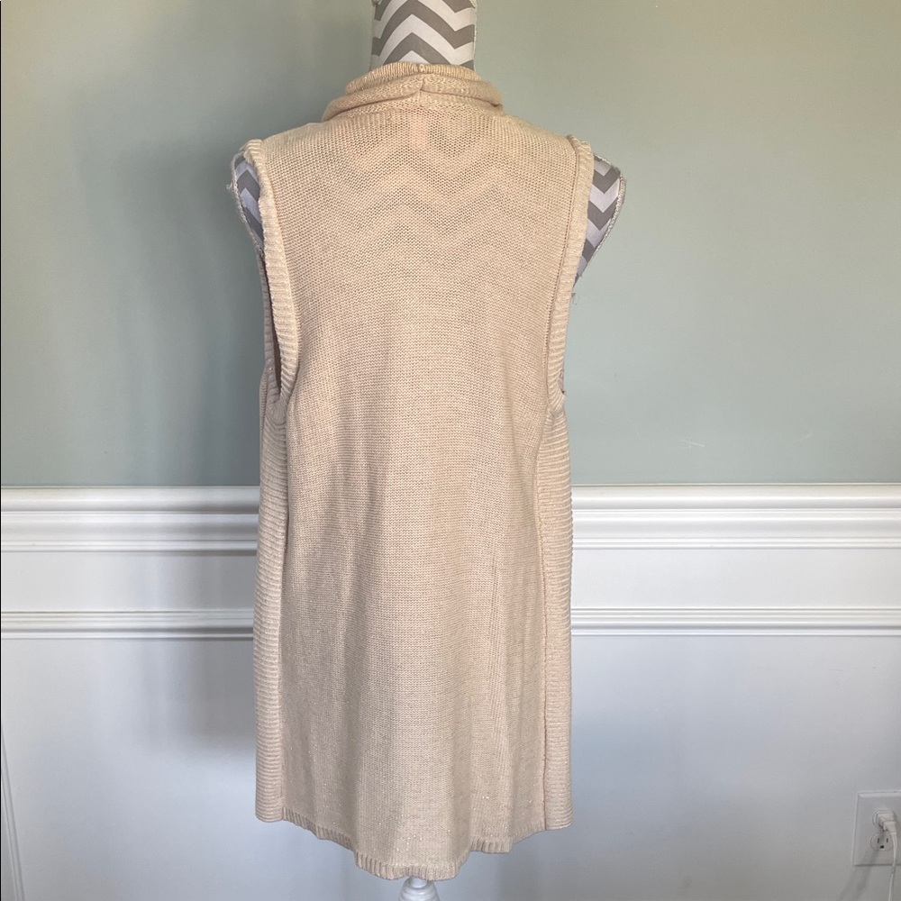 LILLY PULITZER Abbott Sweater Vest Cardigan with Tassels Tan Gold Sz MEDIUM - Picture 7 of 10